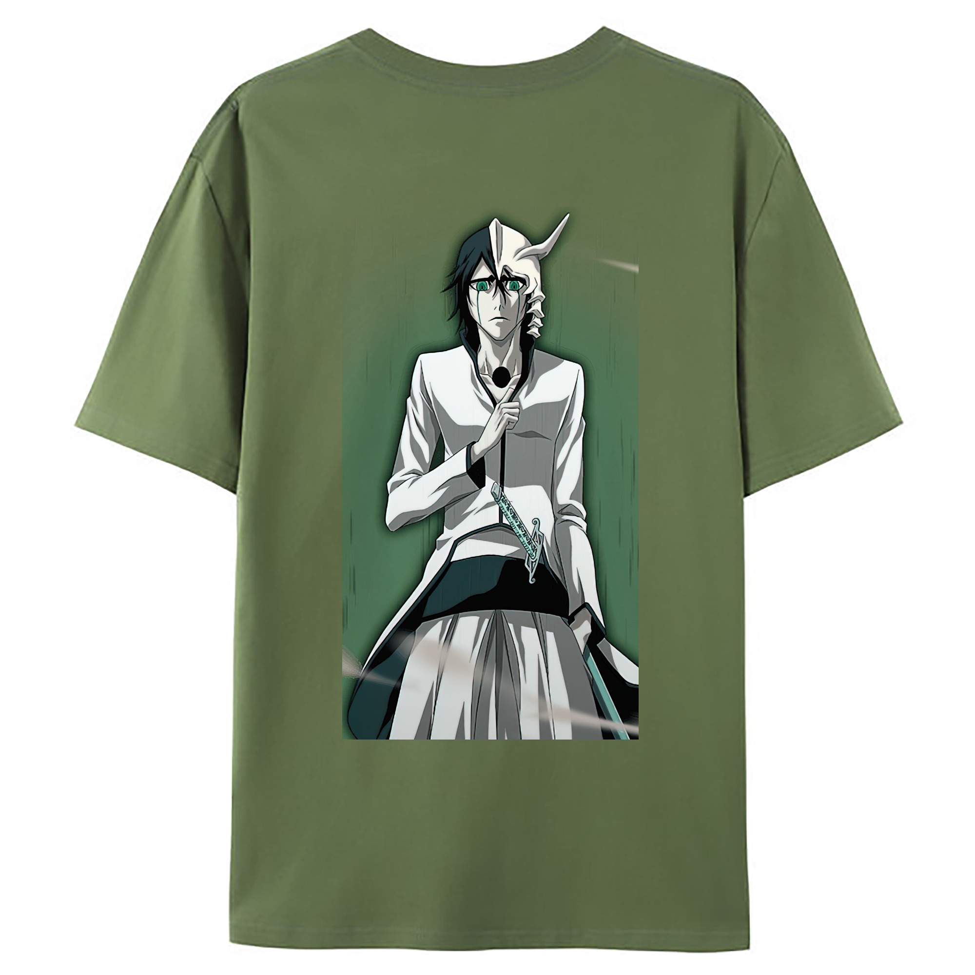 （画像用） ブリーチ ウルキオラ·シファー BLEACH Ulquiorra cifer 綿100％ メンズ半袖Tシャツ（バックプリント） 通気性